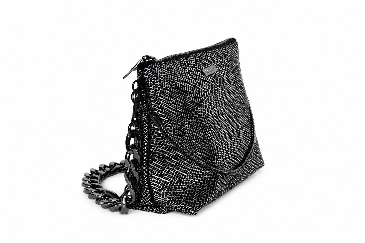 BOLSA PAOLA NEGRA CON PLATEADO