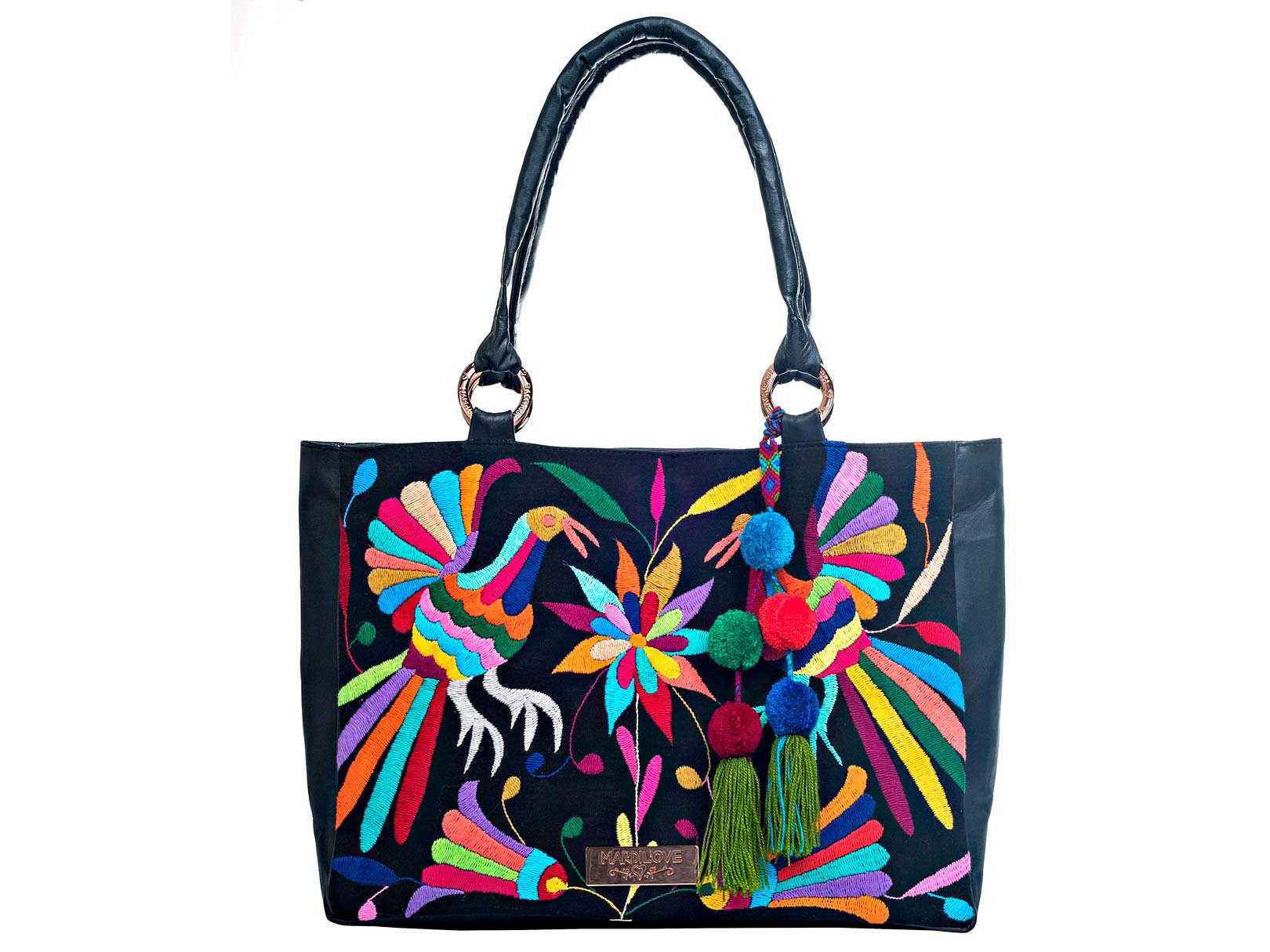 Tote LUCIANA de piel con bordado Otomí