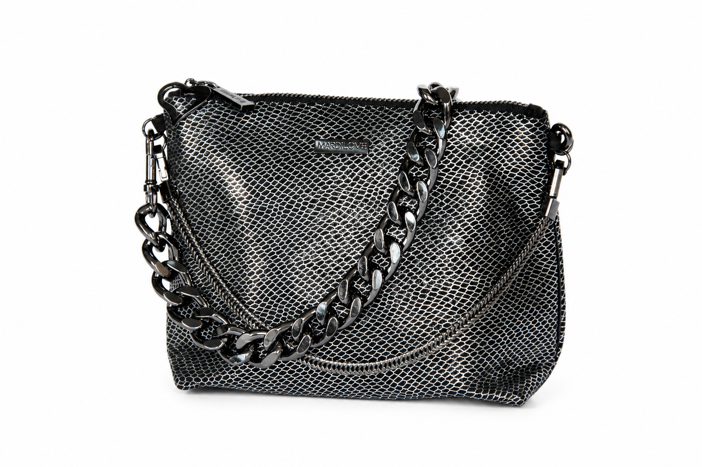 BOLSA PAOLA NEGRA CON PLATEADO